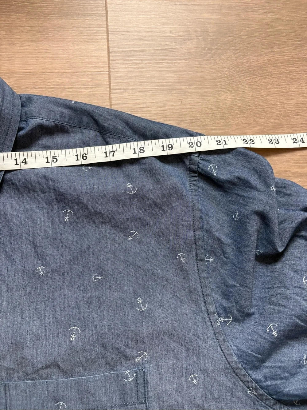 Brooks Brothers Anchor-Print Chambray Button-Down Shirt- size XL